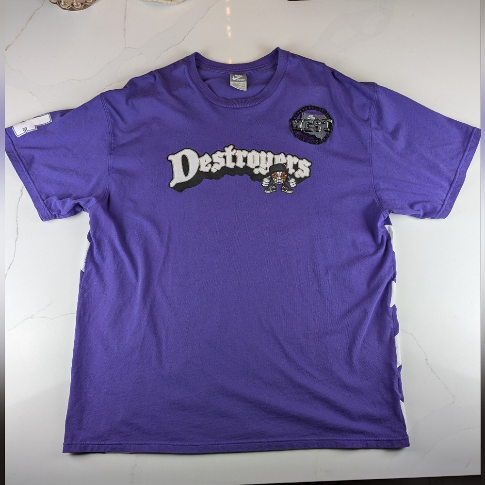 Vintage Nike Destroyers Men's 3XL Basketball Purple T-Shirt #24 Kobe Bryant Rare